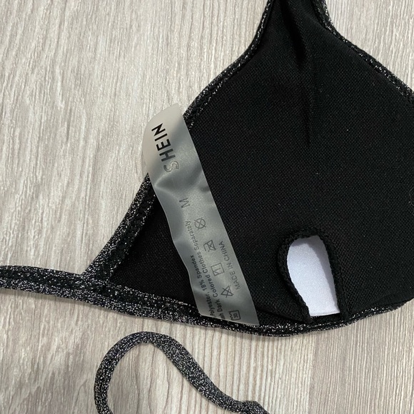 NWOT shein medium black sparkly bikini - Picture 5 of 9